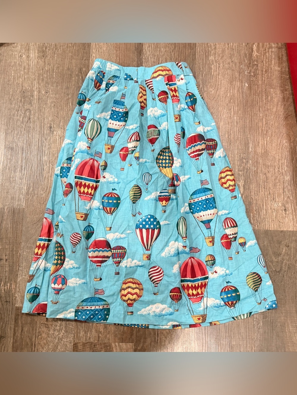 Vintage NWT Pamβs Closet Aqua Hot Air Balloon A-Line Skirt